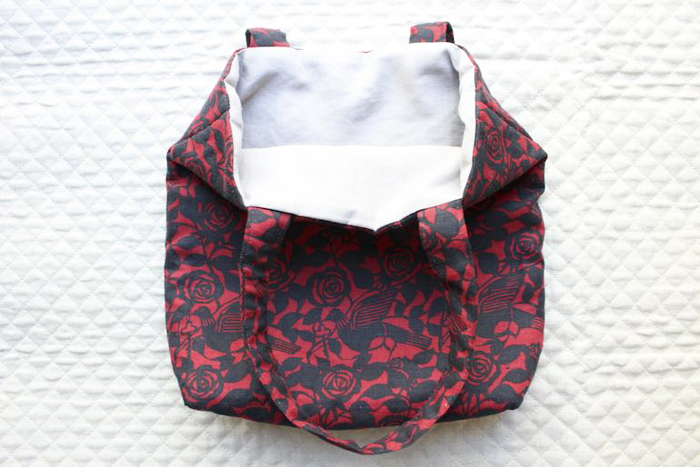 かたかけトートバック薔薇と鳩セット　赤×紺